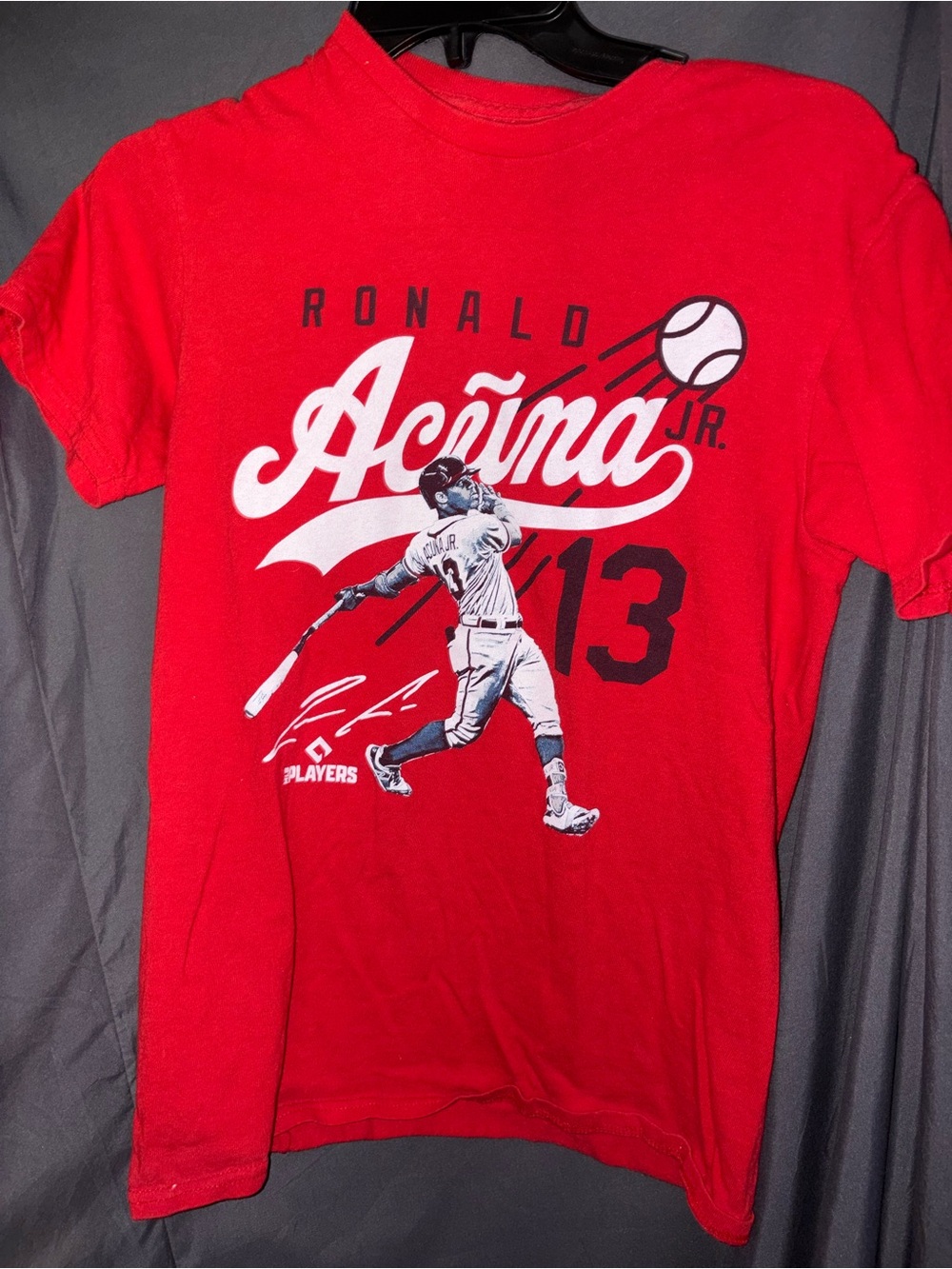 Ronaldo Acuña Jr. Red Short Sleeve Kids Tee Atlanta Braves Youth Large